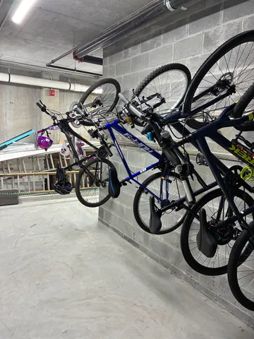 a view of a bike storage and utility room