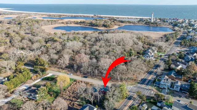 an aerial view of a houses with a swimming pool