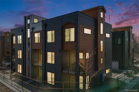 a front view of a building with a glass door
