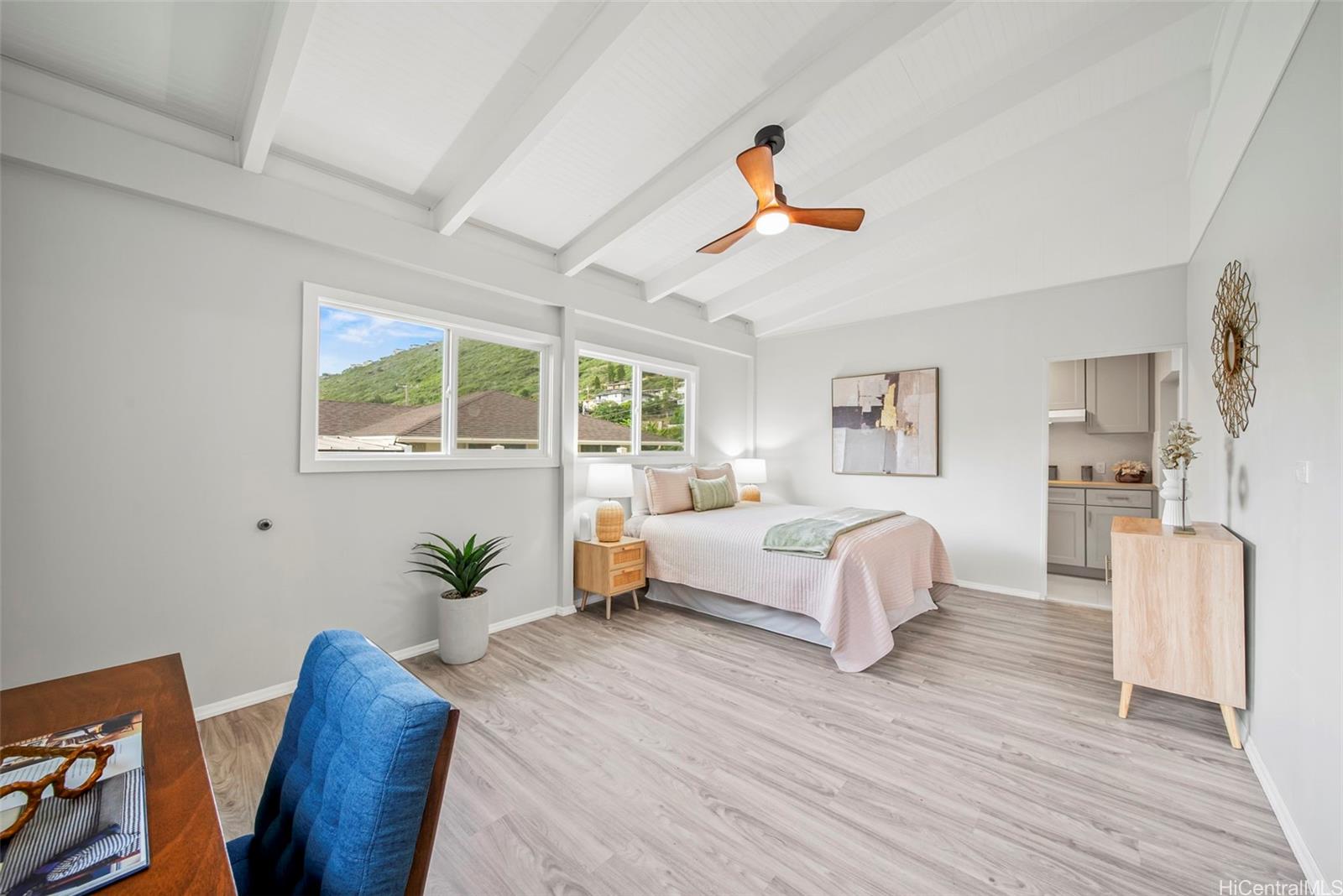 809 Hao Street Honolulu, HI 96821 - Photo 17 of 25 Spacious primary bedroom with vaulted ceiling and natural light