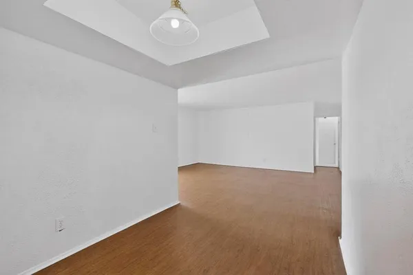 an empty room with a workbench