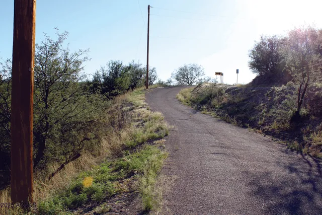a view of a road with a yard