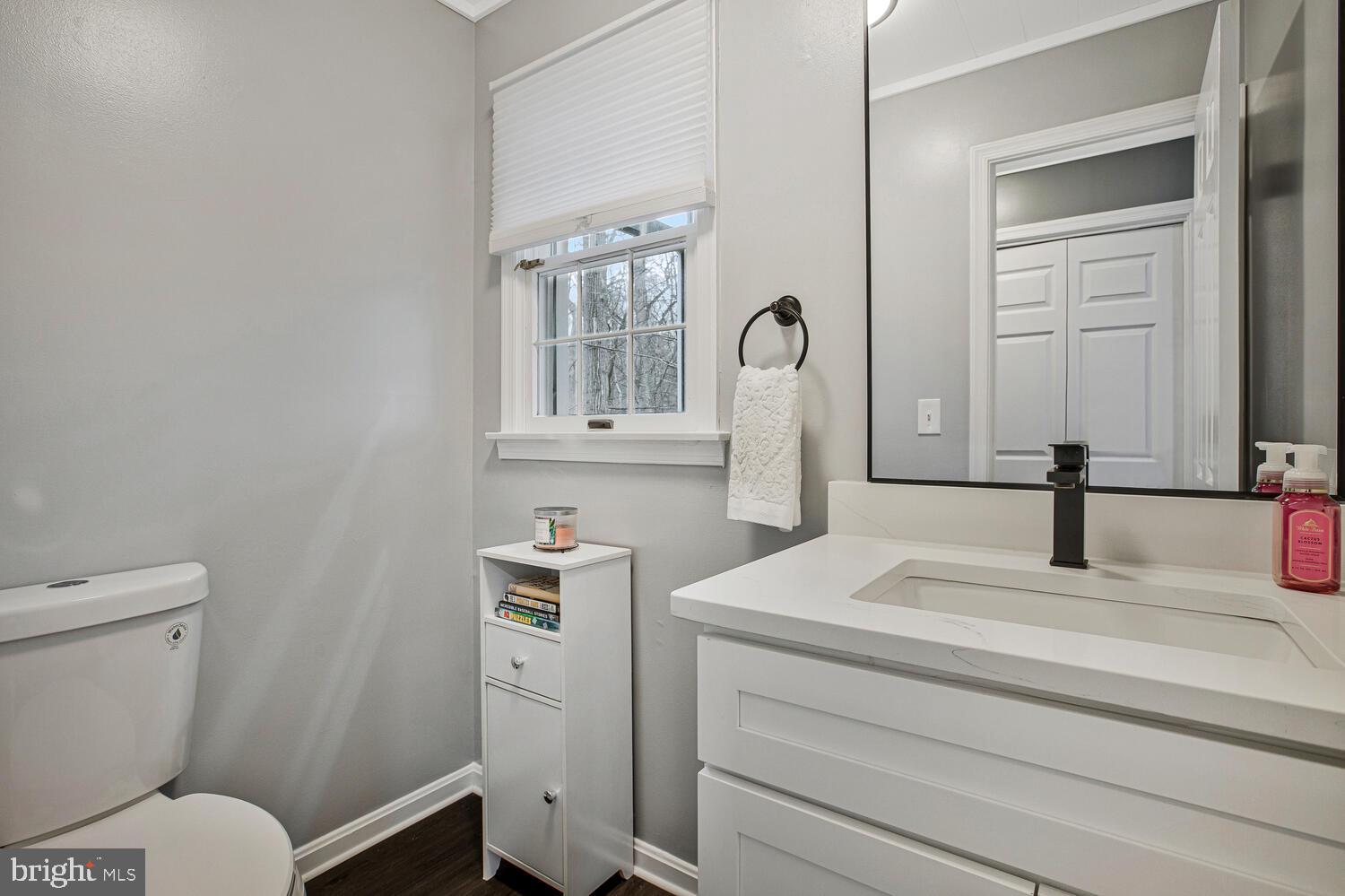 1505 Pinnacle Road Towson, MD 21286 - Photo 15 of 34 a bathroom with a sink a toilet and a mirror
