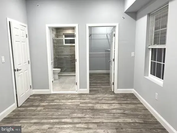 a view of wooden door
