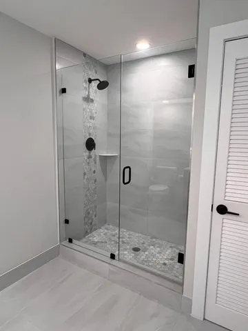 a bathroom with a shower