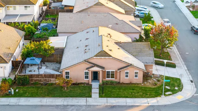 an aerial view of a house