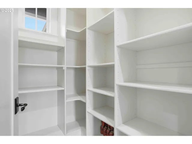 a view of an empty walk in closet
