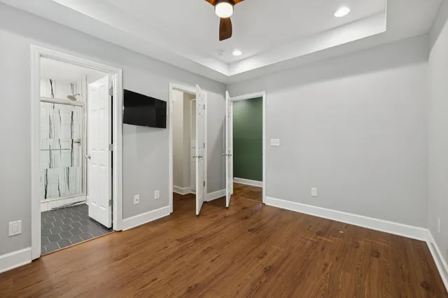 a view of livingroom with wooden floor