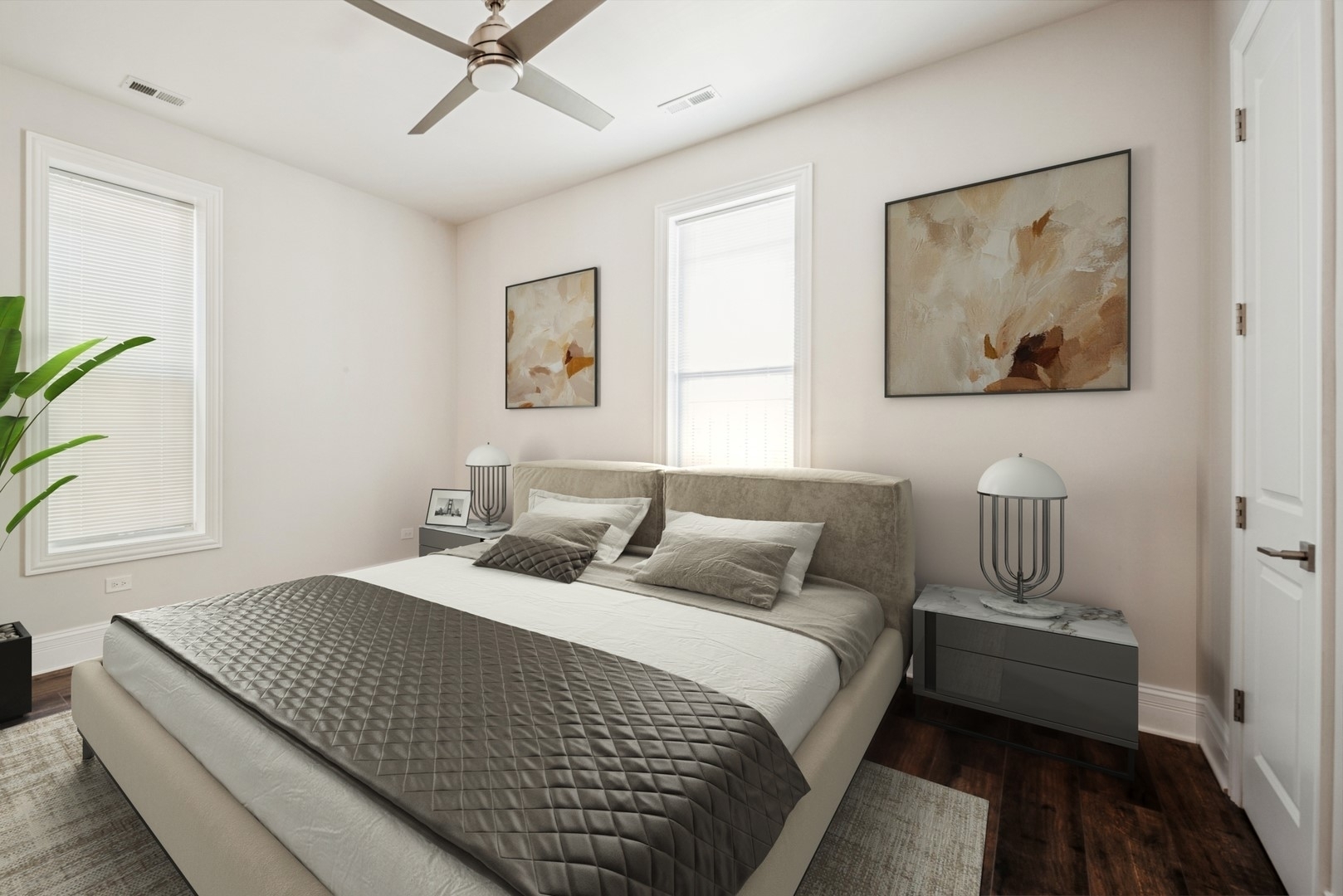 4830 South St Lawrence Avenue, Unit 1 Chicago, IL 60615 - Photo 8 of 10 a bedroom with bed painting on the wall and a window