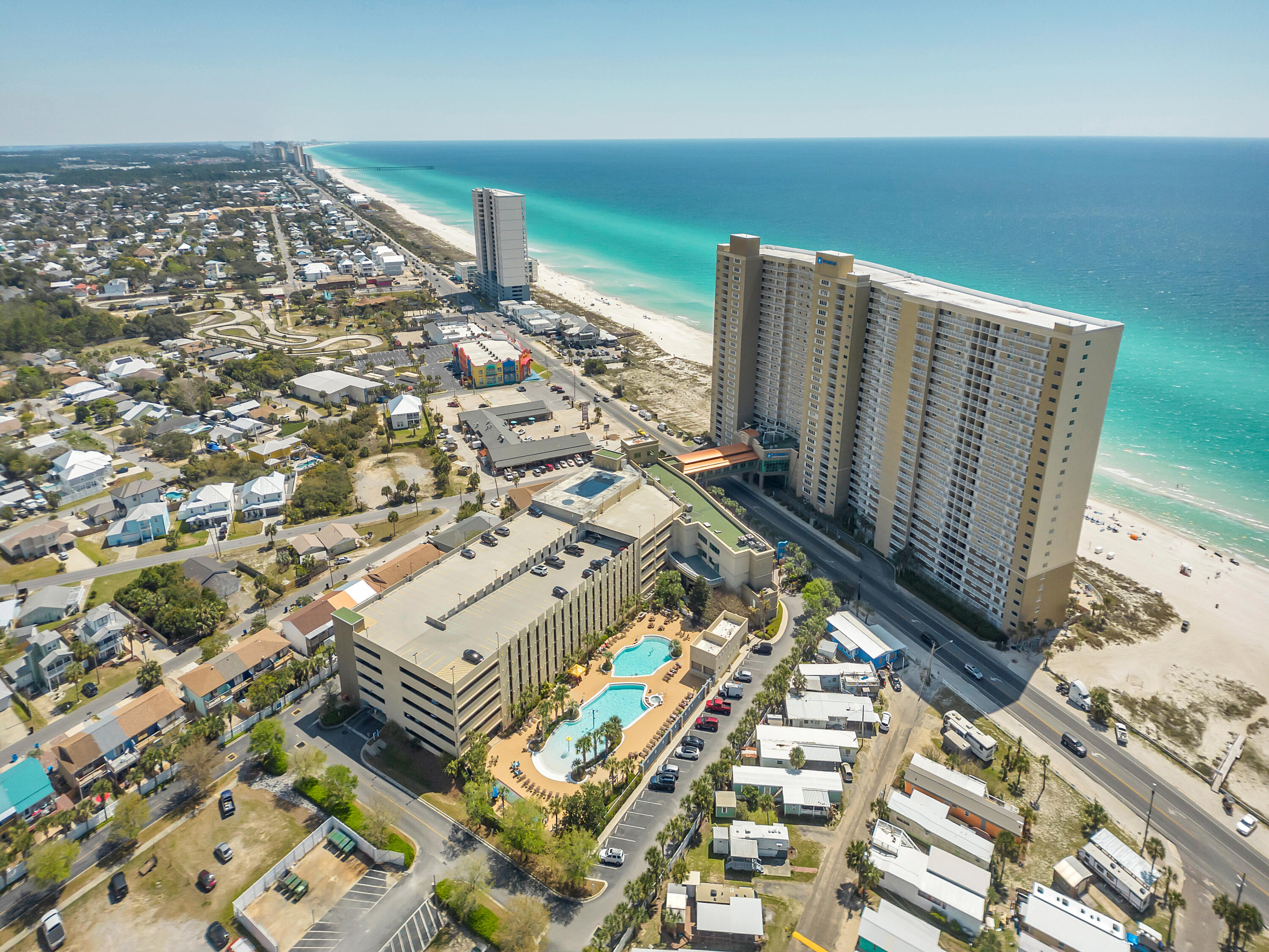14701 Front Beach Road, Unit 1226 Panama City Beach, FL 32413 - Photo 27 of 32 1226DroneshotParkinggarage:2pools