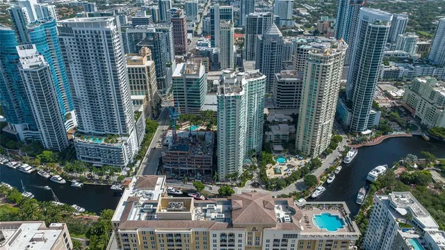 a view of a city with tall buildings