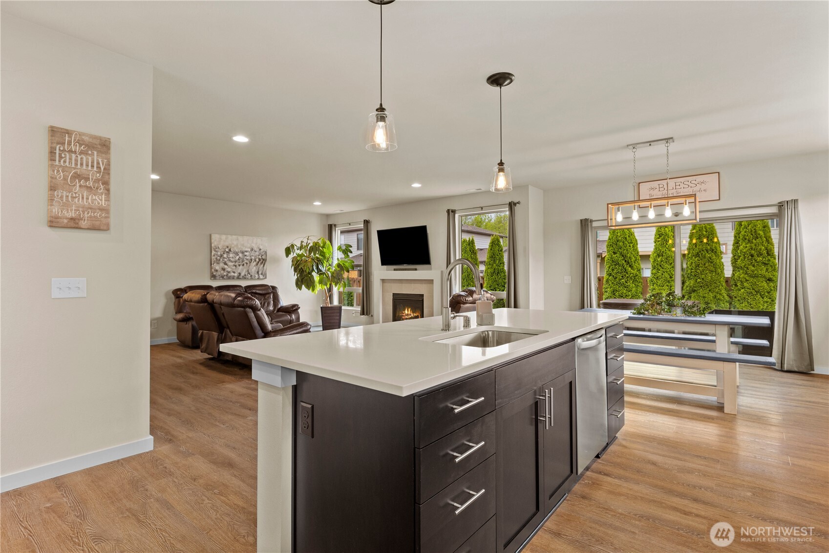 396 South Sergeant Street Buckley, WA 98321 - Photo 8 of 39 a large kitchen with kitchen island a large island in it