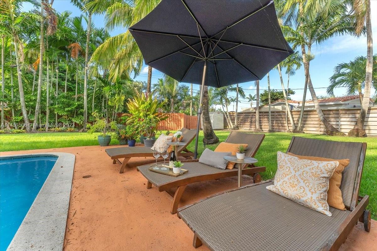 4103 Polk Street Hollywood, FL 33021 - Photo 41 of 55 a view of a patio with a table and chairs under an umbrella