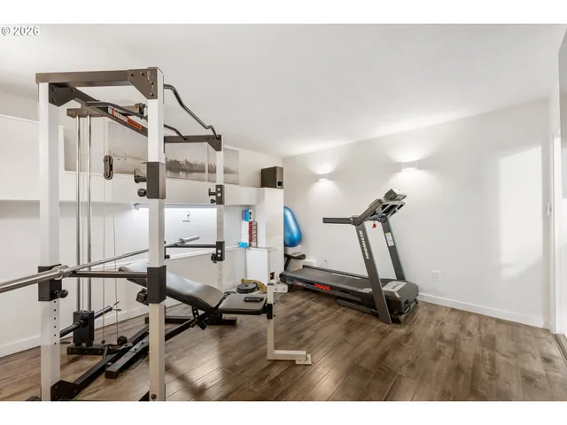 a view of a room with gym equipment