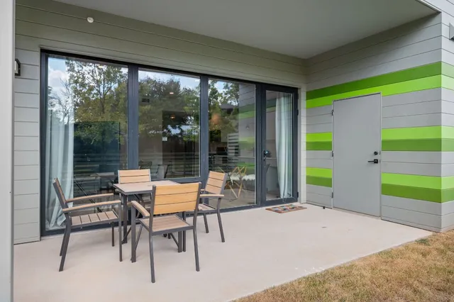 a outdoor space with chairs