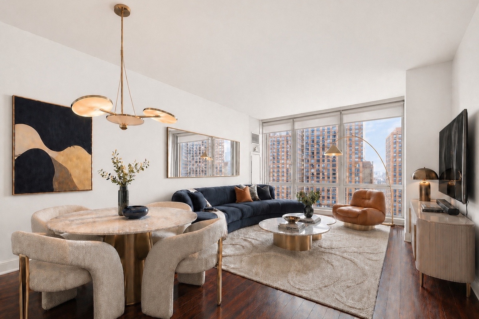 a living room with furniture and a flat screen tv