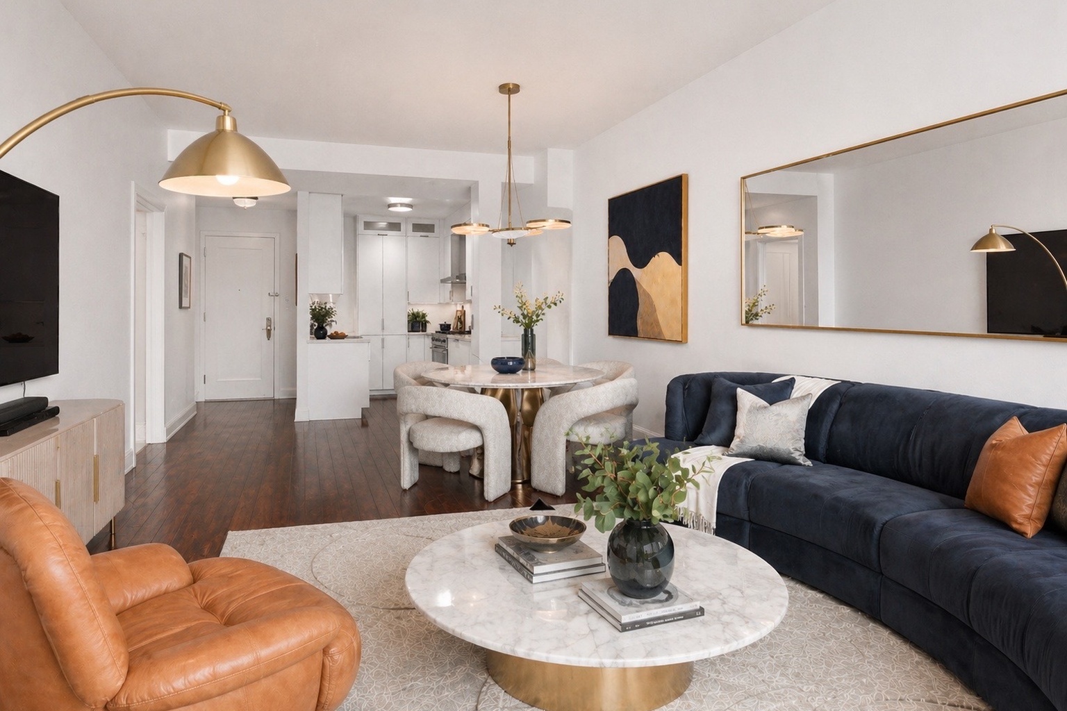 60 Riverside Boulevard, Unit 1810 Manhattan, NY 10069 - Photo 3 of 19 a living room with furniture and a wooden floor