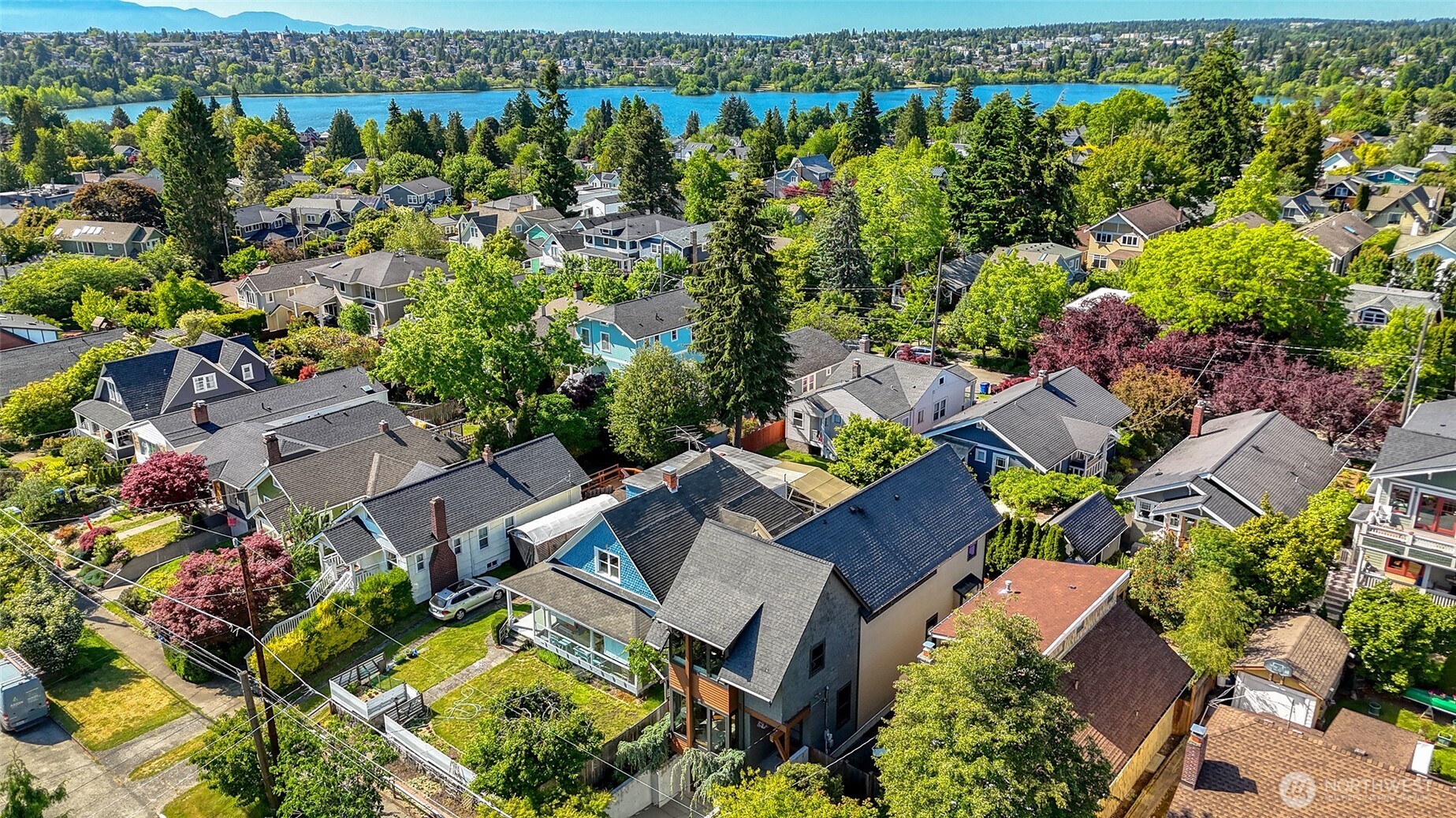 2334 North 57th Street Seattle, WA 98103 - Photo 26 of 27 an aerial view of a house with a yard