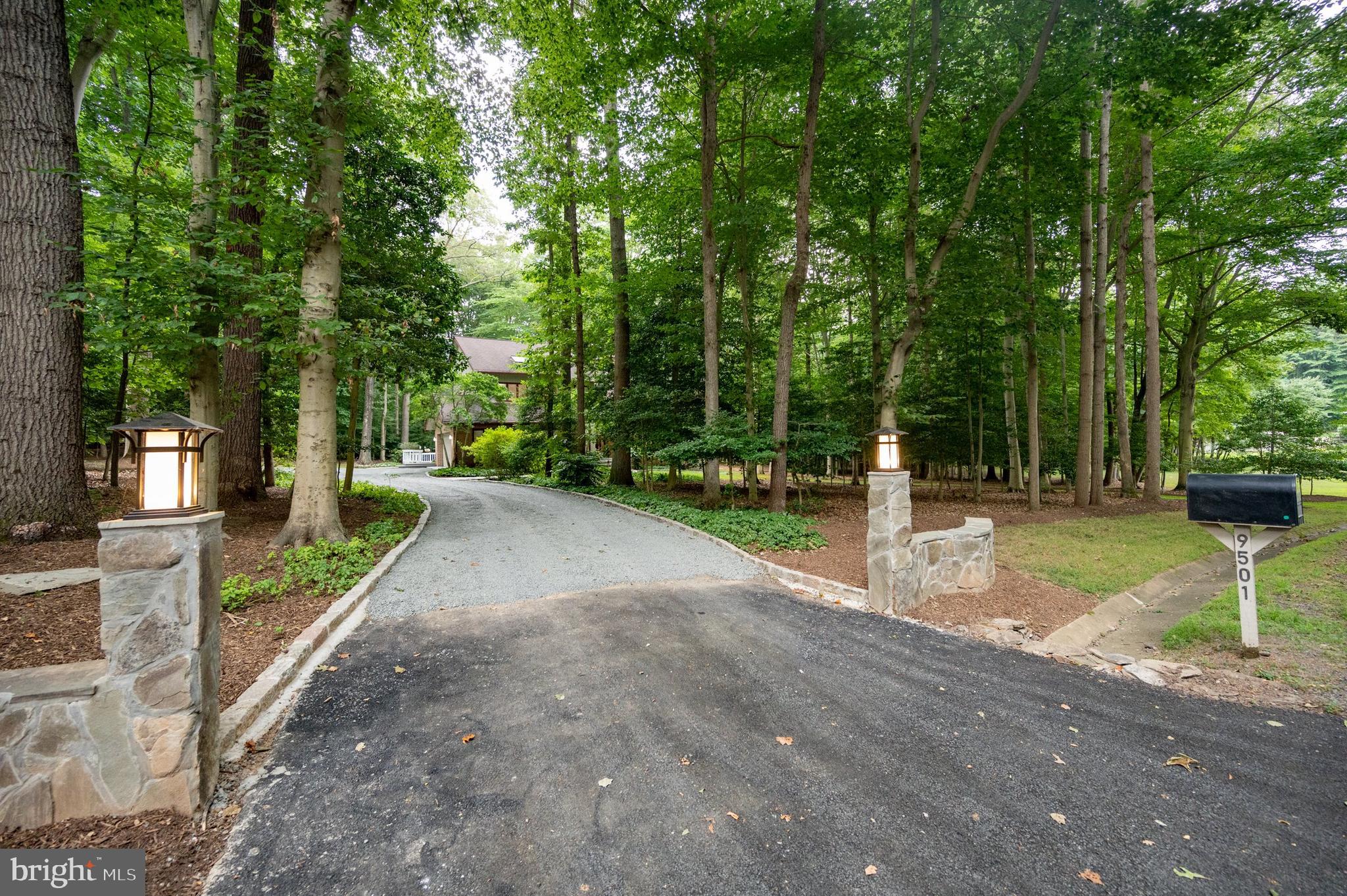 9501 Watts Road Great Falls, VA 22066 - Photo 6 of 73 Gracious driveway with stone entrance and lighting