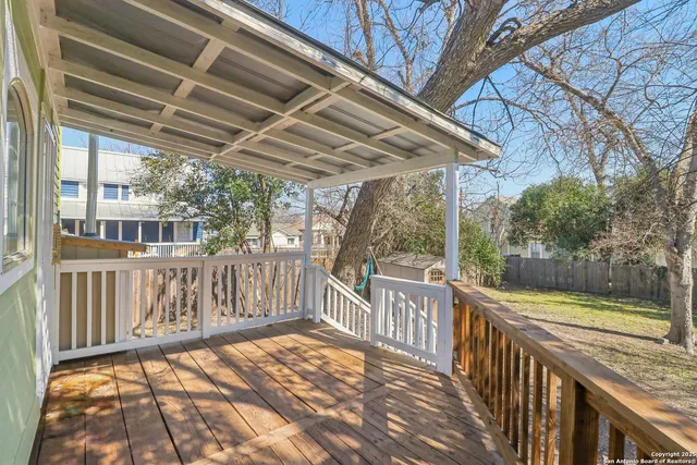 a view of a wooden deck