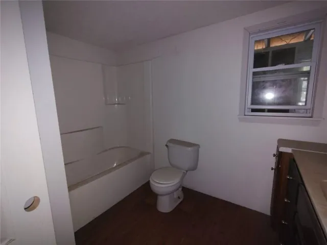 a bathroom with a bathtub