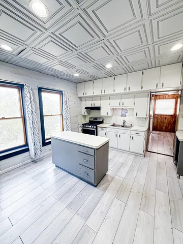 a large room with a large window