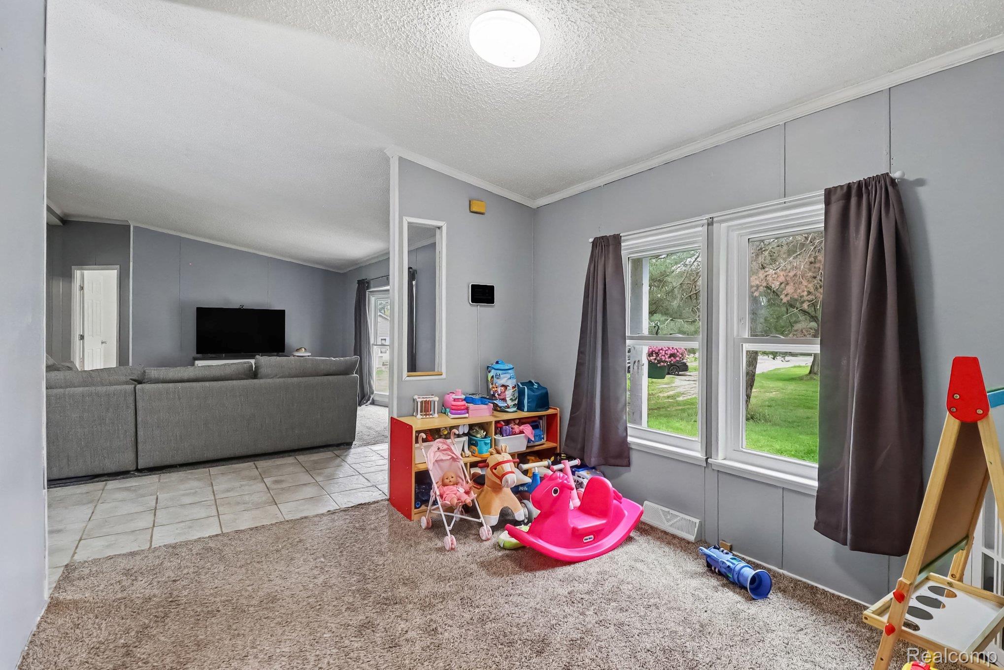 6357 North State Road Davison, MI 48423 - Photo 10 of 33 Dual windows with white trim, wall paneling, and a flush mount ceiling light