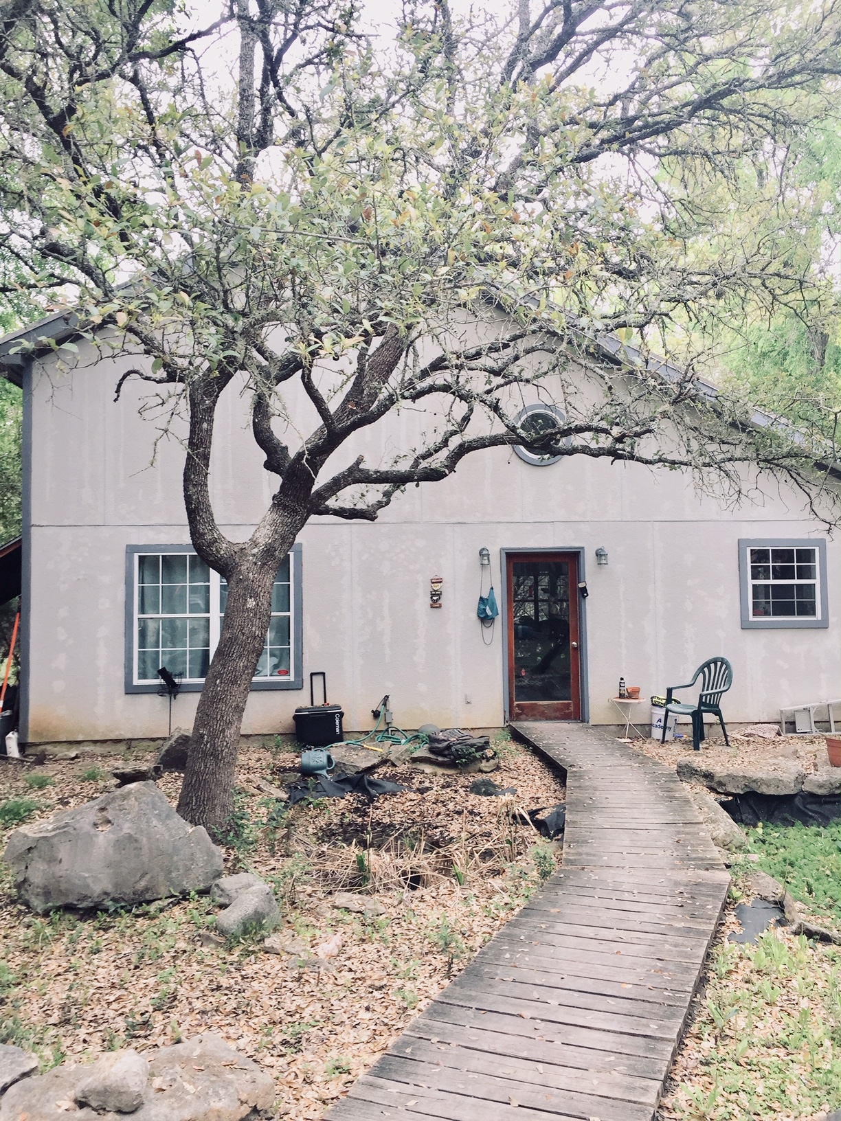 Exterior is hardiplank or concrete fiber board.