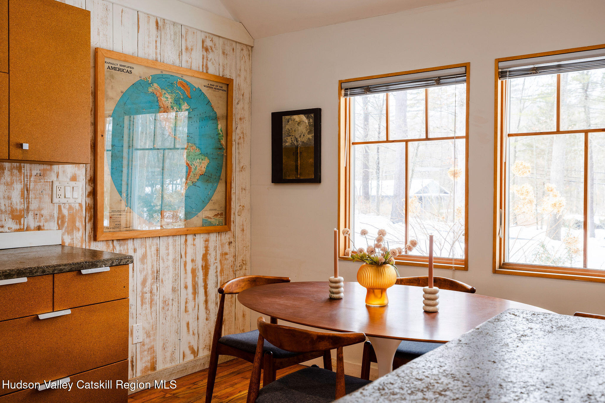 171 West Hurley Road West Hurley, NY 12491 - Photo 12 of 35 a dining room with furniture a chandelier and wooden floor