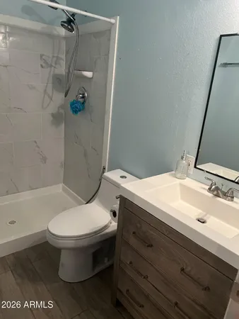 a bathroom with a toilet a sink and a shower