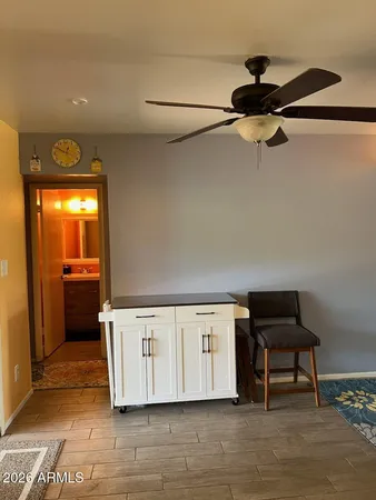 a kitchen with a cabinets and appliances