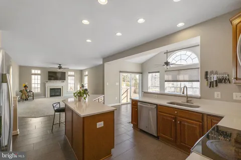 a large kitchen with lots of counter top space