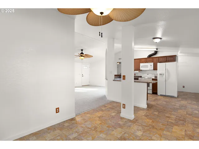 a view of kitchen space and window