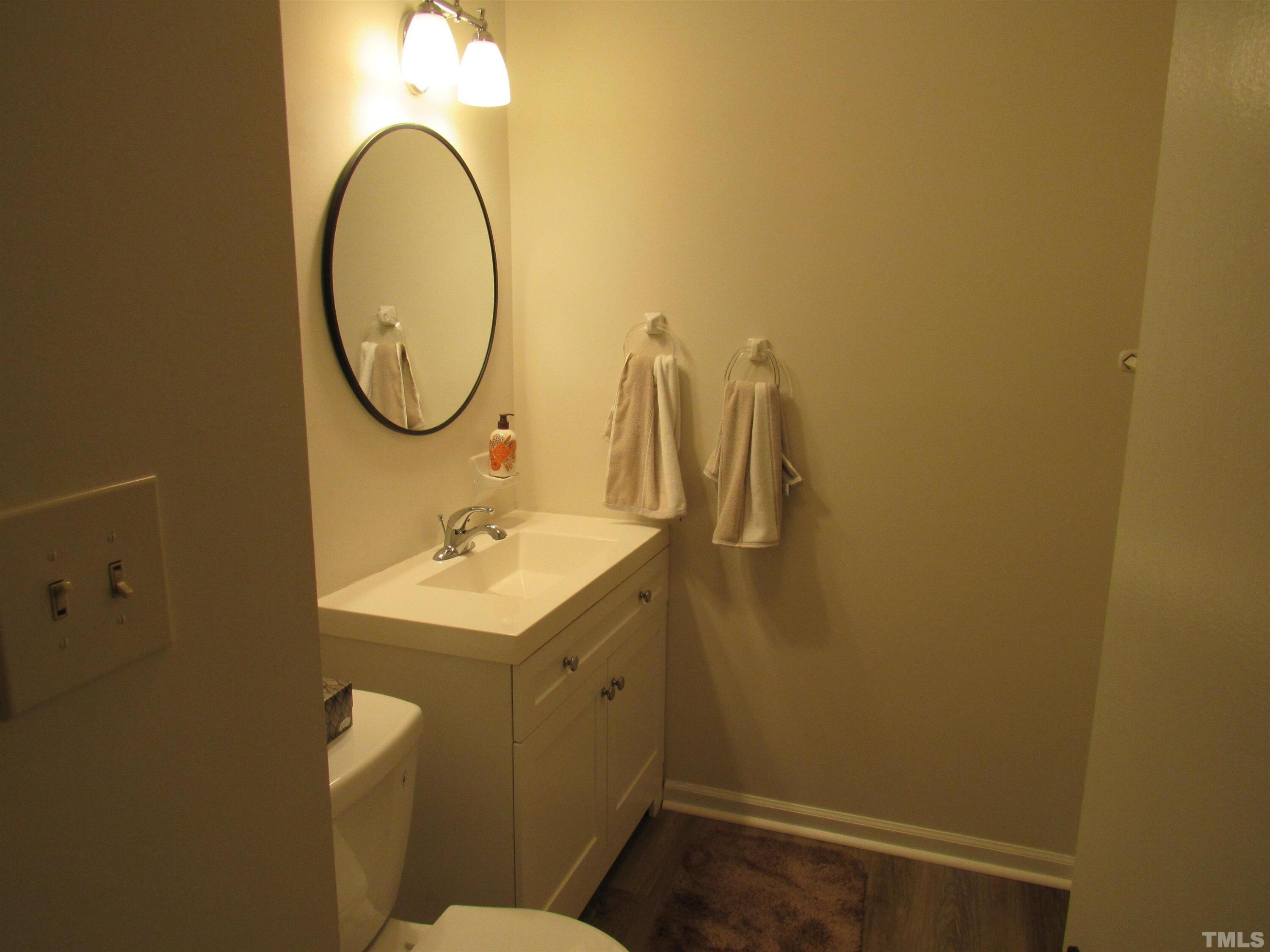 4309 Hunters Club Drive, Unit 4309 Raleigh, NC 27606 - Photo 10 of 35 a bathroom with a sink and a mirror