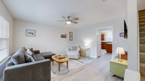 a living room with furniture