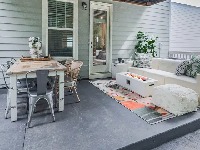 a outdoor space with furniture