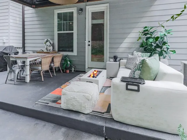 a outdoor space with furniture