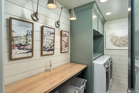 a view of a hallway with workspace