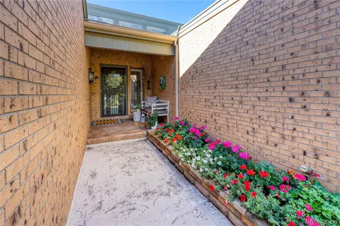 a view of an entryway with a chandelier