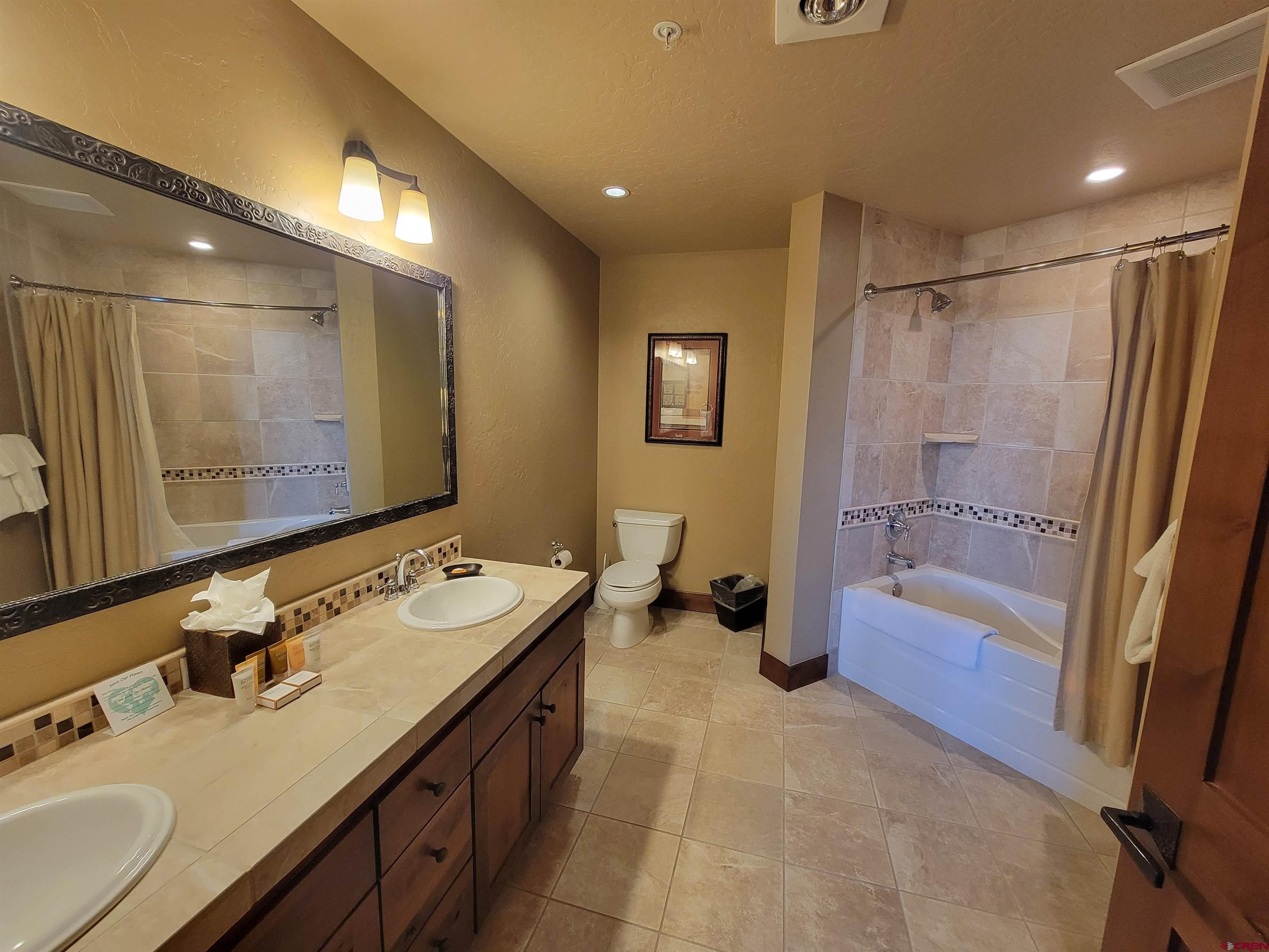 24 Sheol Street, Unit 101D Durango, CO 81301 - Photo 20 of 32 a bathroom with a tub sink double vanity and mirror