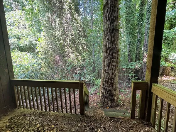 a view of a porch with a yard