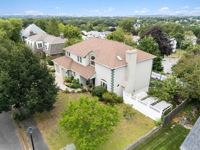 an aerial view of a house