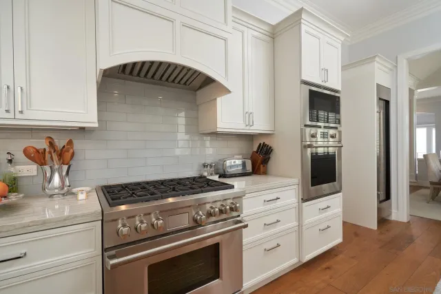 a large kitchen with a lot of counter space