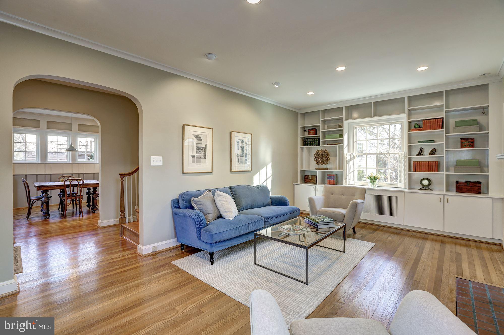 1804 Myrtle Road Silver Spring, MD 20902 - Photo 4 of 24 Living Rm, built-ins, recessed lights, crown moldi