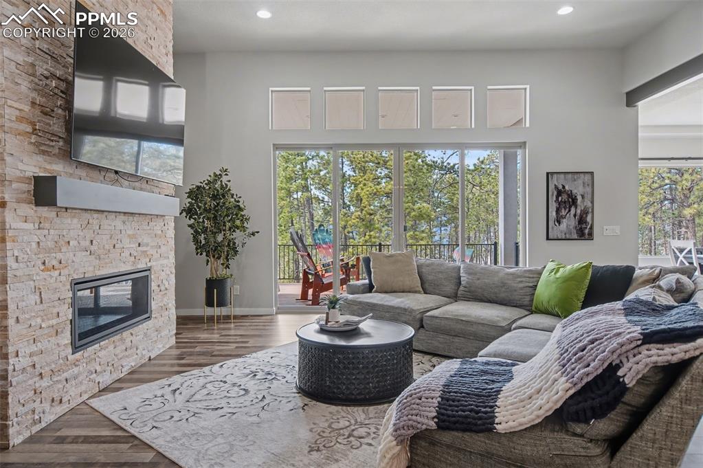 16474 Morning Rise Lane Monument, CO 80132 - Photo 14 of 49 a living room with furniture and a fireplace