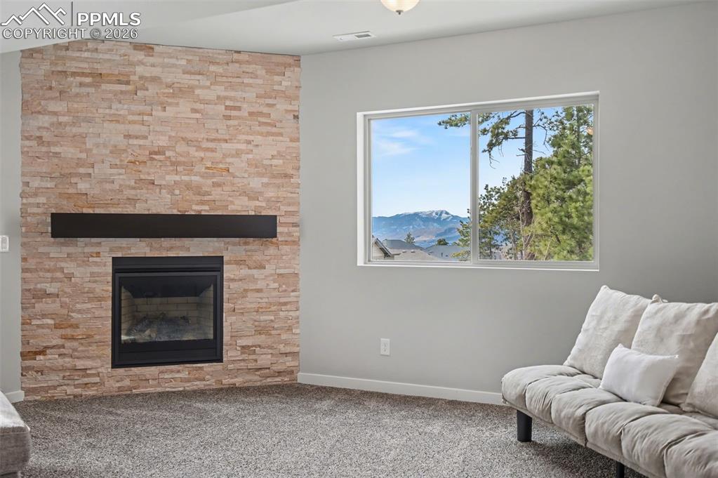 16474 Morning Rise Lane Monument, CO 80132 - Photo 32 of 49 a living room with furniture and a fireplace