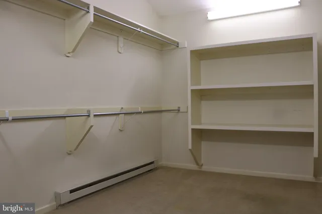a view of an empty walk in closet