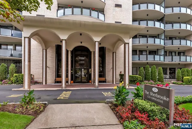 a front view of a building with lots of potted plants