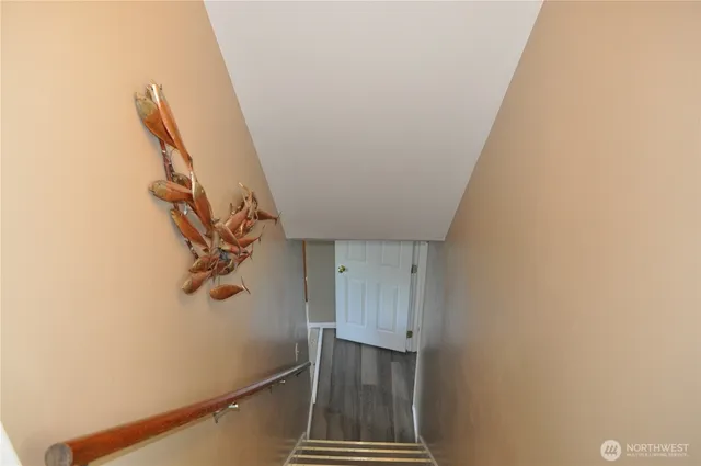 a view of a room with staircase