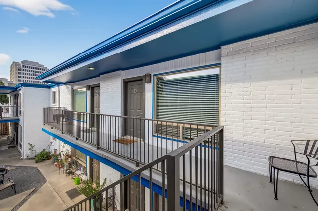 a view of a balcony from door